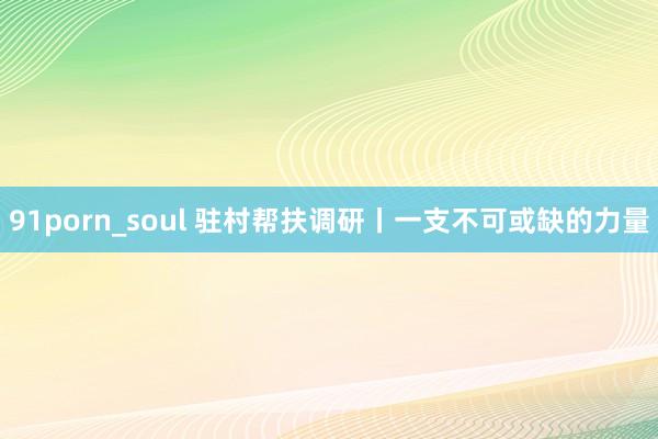 91porn_soul 驻村帮扶调研丨一支不可或缺的力量