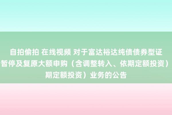自拍偷拍 在线视频 对于富达裕达纯债债券型证券投资基金暂停及复原大额申购（含调整转入、依期定额投资）业务的公告