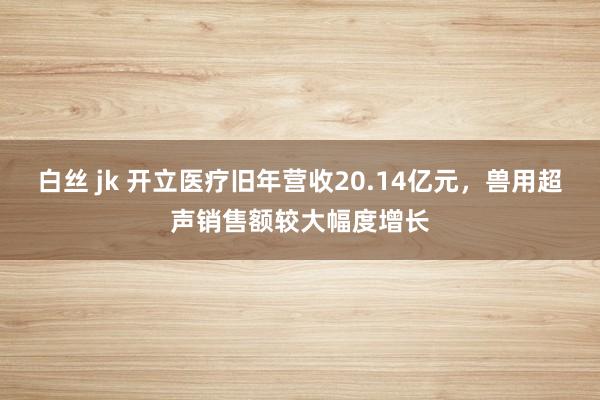白丝 jk 开立医疗旧年营收20.14亿元，兽用超声销售额较大幅度增长