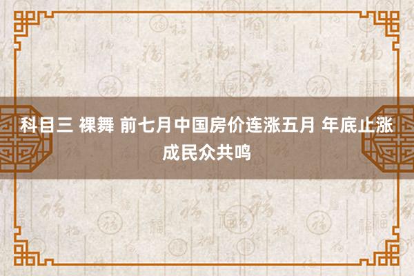 科目三 裸舞 前七月中国房价连涨五月 年底止涨成民众共鸣