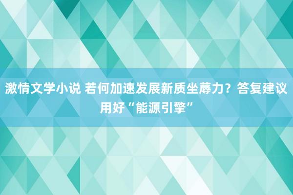 激情文学小说 若何加速发展新质坐蓐力？答复建议用好“能源引擎”