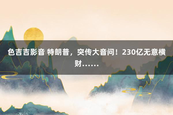 色吉吉影音 特朗普，突传大音问！230亿无意横财……