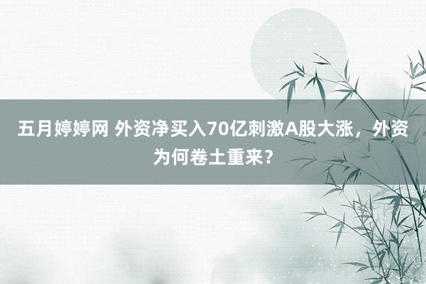 五月婷婷网 外资净买入70亿刺激A股大涨，外资为何卷土重来？