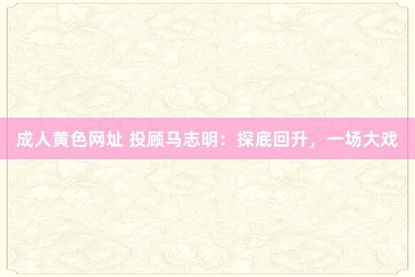 成人黄色网址 投顾马志明：探底回升，一场大戏